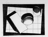 Artist: Kelly, William. | Title: not titled [eggs and childrens blocks] | Date: 1978 | Technique: lithograph, printed in black ink, from one stone [or plate] | Copyright: © William Kelly