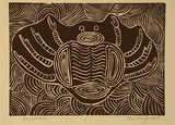 Artist: Nargoodah, Eva | Title: Crab | Date: 1994, October - November | Technique: linocut, printed in brown ink, from one block