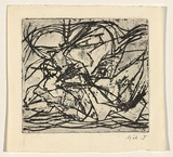 Title: b'not titled [experimental image with etched lines and open-bite]' | Date: c.1960 | Technique: b'drypoint and open-biting, printed in black ink, from one plate'