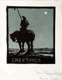 Artist: b'Waller, Christian.' | Title: b'Greetings' | Date: 1925 | Technique: b'linocut, printed in colour, from multiple blocks'