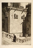 Artist: b'LINDSAY, Lionel' | Title: bThe Constable's Chapel, Burgos | Date: 1944 | Technique: b'etching, printed in brown ink with plate-tone, from one plate' | Copyright: b'Courtesy of the National Library of Australia'