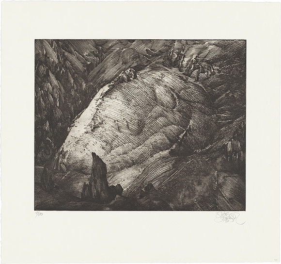 Artist: b'SCHMEISSER, Jorg' | Title: b'Rock formations' | Date: 1985 | Technique: b'soft-ground aquatint etching, printed in brown/black ink, from one plate' | Copyright: b'\xc2\xa9 J\xc3\xb6rg Schmeisser'