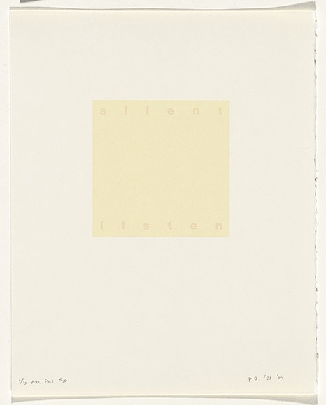 Artist: Burgess, Peter. | Title: silent: listen. | Date: 2001 | Technique: computer generated inkjet prints, printed in colour, from digital files