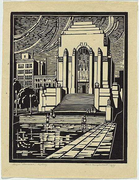 Artist: b'Younghusband, Adele.' | Title: b'Anzac Memorial, Sydney.' | Date: 1937 | Technique: b'linocut, printed in black ink, from one block'