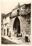 Artist: b'LINDSAY, Lionel' | Title: b'The priory doorway, Taormina.' | Date: 1928 | Technique: b'drypoint, printed in brown ink, from one plate' | Copyright: b'Courtesy of the National Library of Australia'