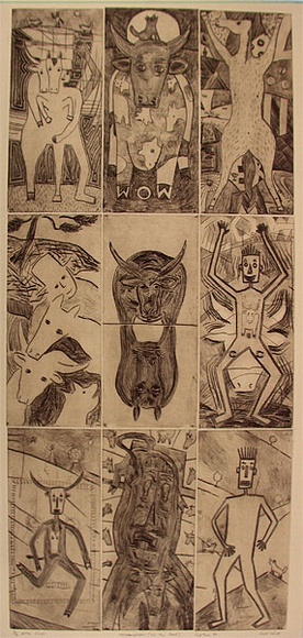 Artist: b'White, Nigel.' | Title: b'Metamorphoses (via the creek)' | Date: 1991 | Technique: b'etching (9 prints on one sheet), printed in black in, from nine plates'