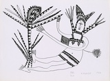 Artist: b'Kauage, Mathias.' | Title: b'not titled [women and an tree]' | Date: 1987 | Technique: b'off-set lithograph, printed in black ink, from one plate'