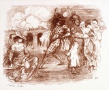 Artist: Conder, Charles. | Title: L'alcade dans l'embarras. | Date: 1899 | Technique: transfer-lithograph, printed in brownish red ink, from one stone