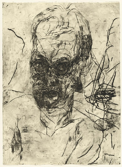 Artist: b'PARR, Mike' | Title: b'Untitled self-portraits 6.' | Date: 1990 | Technique: b'drypoint, printed in black ink, from one copper plate'