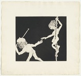 Artist: b'BOYD, Arthur' | Title: b'hoisting herself with a rope...' | Date: (1970) | Technique: b'etching and aquatint, printed in black ink, from one plate' | Copyright: b'Reproduced with permission of Bundanon Trust'
