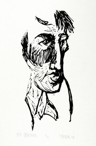 Artist: b'Lincoln, Kevin.' | Title: b'My brother' | Date: 1968 | Technique: b'linocut, printed in black ink, from one block' | Copyright: b'\xc2\xa9 Kevin Lincoln. Licensed by VISCOPY, Australia'