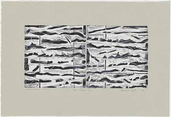 Artist: Leti, Bruno. | Title: The Neilson lines | Date: 1997 | Technique: linocut, printed in colour, from multiple blocks