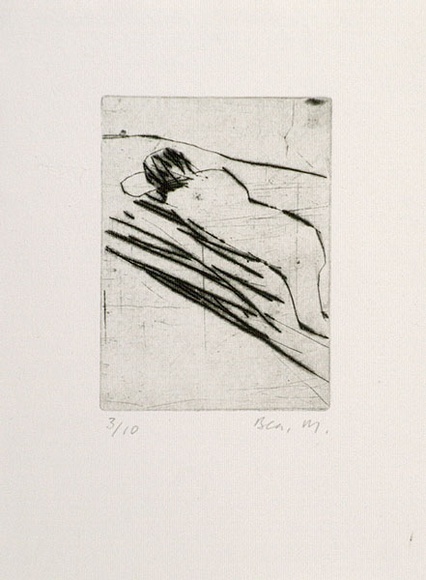 Artist: b'MADDOCK, Bea' | Title: b'Cripple III' | Date: December 1966 | Technique: b'drypoint, printed in black ink, from one copper plate'