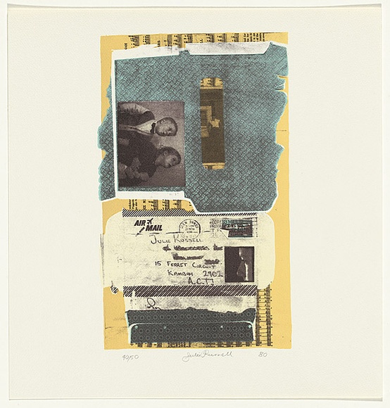 Artist: b'Russell, Julie.' | Title: b'not titled [airmail envelope]' | Date: 1980 | Technique: b'photo-screenprint, printed in colour, from three stencils'
