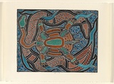 Artist: Edmondstone, Kevin. | Title: Turtle and eel | Date: 2002 | Technique: linocut, printed in colour, from one block
