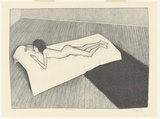 Artist: Brack, John. | Title: Model with shag rug. | Date: 1977 | Technique: lithograph, printed in black ink, from one zinc plate | Copyright: © Helen Brack