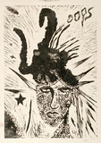 Artist: b'COLEING, Tony' | Title: b'Oops.' | Date: 1986 | Technique: b'linocut, printed in black ink, from one block'