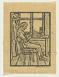Artist: Groblicka, Lidia. | Title: My boyfriend L Machnicki | Date: 1955-56 | Technique: woodcut, printed in black ink, from one block