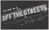 Artist: b'Lane, Leonie.' | Title: b'Off the streets.' | Date: 1980, February | Technique: b'screenprint, printed in white ink, from one stencil' | Copyright: b'\xc2\xa9 Leonie Lane'