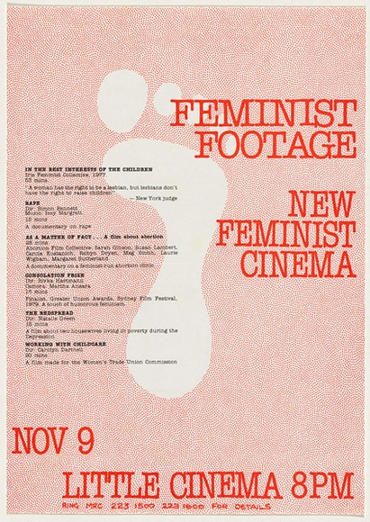 Artist: b'UNKNOWN' | Title: b'Feminist Footage - Media Resource Centre.' | Date: 1977-79 | Technique: b'screenprint'