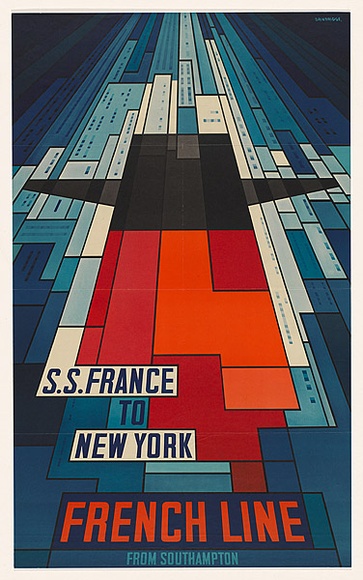 Artist: b'Bainbridge, John.' | Title: b'Poster: French Line from Southampton: S.S. France to New York.' | Date: (1968) | Technique: b'photo-lithograph'