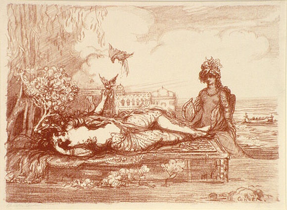 Artist: Conder, Charles. | Title: A dream of Araby. | Date: 1904 | Technique: transfer-lithograph, printed in red ink, from one stone