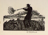 Artist: b'OGILVIE, Helen' | Title: b'not titled [Rabbit shooting]' | Date: (1947) | Technique: b'wood-engraving, printed in black ink, from one block'