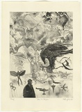 Artist: b'GRIFFITH, Pamela' | Title: b'Ode to flight' | Date: 1980 | Technique: b'etching, soft ground, hard ground, rocker, aquatint, second hard ground sandpaper lift, spray & spatter resist, soft ground drawing & burnishing printed in black ink, from one zinc plate' | Copyright: b'\xc2\xa9 Pamela Griffith'