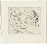 Artist: b'BOYD, Arthur' | Title: b'Potter with child and gramophone.' | Date: (1968-69) | Technique: b'etching, printed in black ink, from one plate' | Copyright: b'Reproduced with permission of Bundanon Trust'