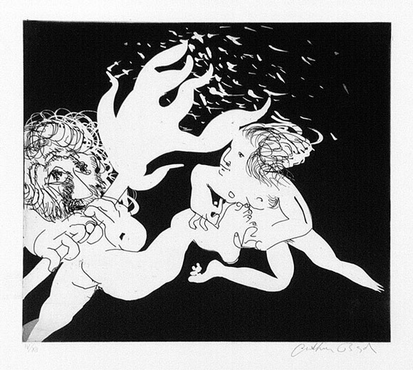 Artist: b'BOYD, Arthur' | Title: b'The women defeating the old men. Variant of No.8.' | Date: 1970 | Technique: b'etching and aquatint, printed in black ink, from one plate'