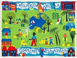 Artist: b'REDLETTER PRESS' | Title: b'Children are a Community responsibility' | Date: 1989 | Technique: b'screenprint, printed in colour, from five stencils'