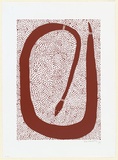Artist: GUDTHAYKUDTHAY, Philip | Title: Large red ochre snake with decoration dot infill | Date: 1998, 27 October | Technique: screenprint, printed in colour, from multiple stencils | Copyright: © Philip Gudthaykudthay. Licensed by VISCOPY, Australia