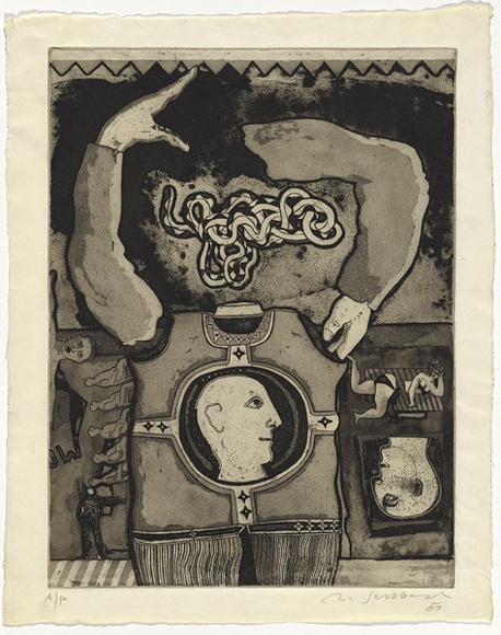 Artist: b'SELLBACH, Udo' | Title: b'(Monty Python)' | Date: 1967 | Technique: b'etching and aquatint, printed in black ink, from one plate with plate-tone'
