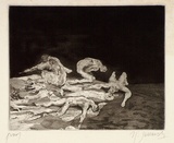 Artist: b'SELLBACH, Udo' | Title: b'(Figures)' | Date: 1965 | Technique: b'etching and aquatint printed in black ink, from one plate'