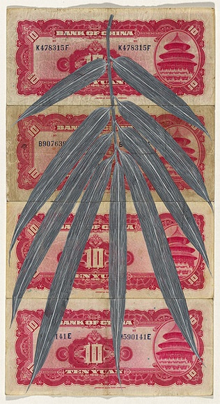 Artist: HALL, Fiona | Title: Bambusa ventricosa - Buddha's belly bamboo (Chinese currency) | Date: 2000 - 2002 | Technique: gouache | Copyright: © Fiona Hall