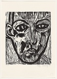 Artist: Lindsay, Kelly. | Title: not titled. | Date: 1992 | Technique: linocut, printed in black ink, from one block,