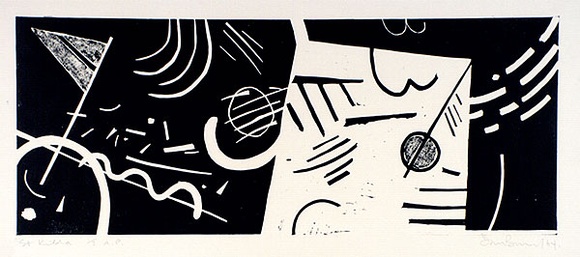 Artist: b'Burn, Ian.' | Title: b'St. Kilda.' | Date: 1964 | Technique: b'linocut, printed in black ink, from one block'