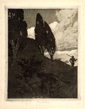 Artist: b'LINDSAY, Lionel' | Title: bThe goat's dance | Date: 1910 | Technique: b'etching and aquatint, printed in brown ink, from one plate'