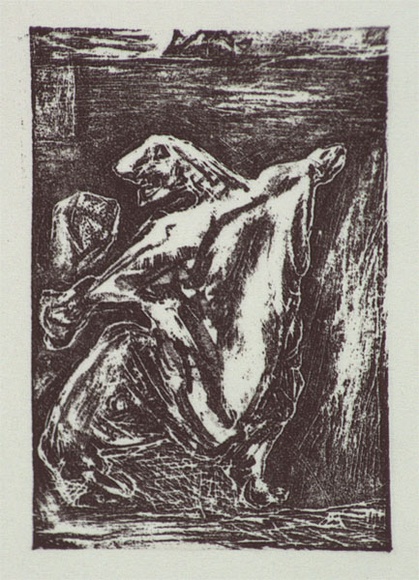 Artist: b'Palethorpe, Jan' | Title: b'not titled (twisted figure 2nd state)' | Date: 2000 | Technique: b'etching, printed in black ink, from one plate'