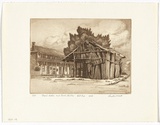 Artist: PLATT, Austin | Title: Royal Hotel and bark shelter, Hill End | Date: 1978 | Technique: etching, printed in black ink, from one plate
