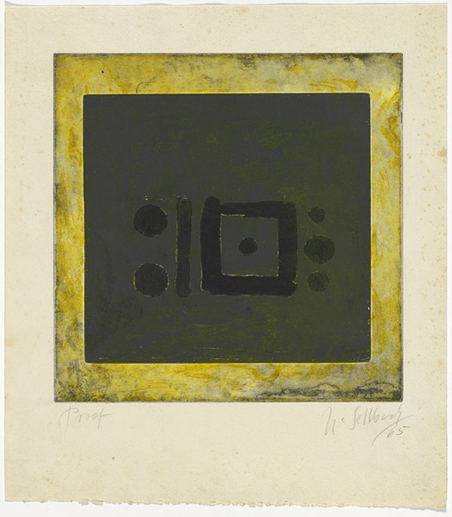 Artist: b'SELLBACH, Udo' | Title: b'(Square and circles)' | Date: (1967) | Technique: b'aquatint and etching, printed in colour, from one? plate'