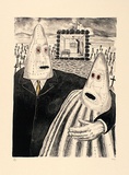 Artist: b'Hay, Bill.' | Title: b'Black deaths' | Date: 1989, June-August | Technique: b'lithograph, printed in black ink, from one plate; hand-coloured'