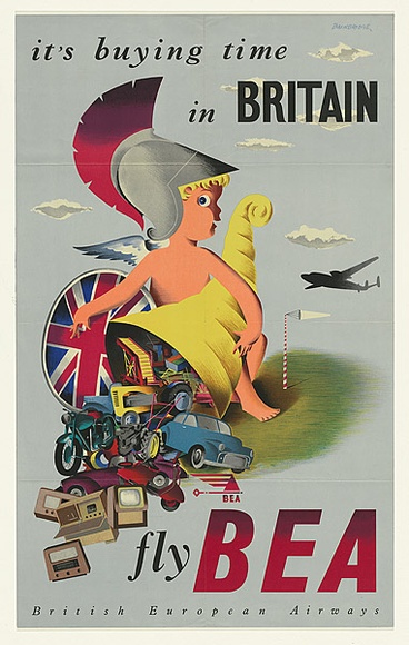 Artist: b'Bainbridge, John.' | Title: bFly B.E.A.: it's buying time in Britain. | Date: (1954-55) | Technique: b'photo-lithograph'