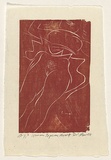 Artist: AMOR, Rick | Title: Woman exposing herself. | Date: 1988 | Technique: woodcut, printed in red/ochre ink, from one block