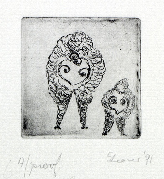 Artist: b'SHEARER, Mitzi' | Title: b'not titled' | Date: 1991 | Technique: b'etching, printed in black ink with plate-tone, from one plate'