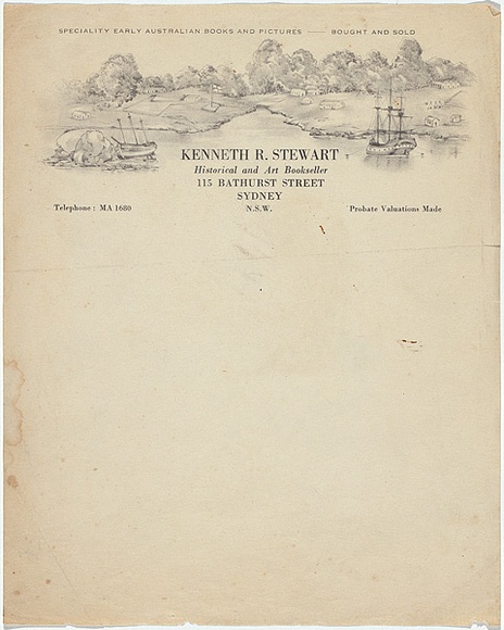 Title: b'Letterhead: Kenneth R. Stewart' | Date: c.1960 | Technique: b'lithograph, printed in black ink, from one stone'