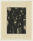 Title: not titled [overlapping large black lines] | Date: 1958 | Technique: aquatint, printed in black ink, from one plate; oil-stick additions