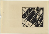 Artist: b'UNKNOWN, WORKER ARTISTS, SYDNEY, NSW' | Title: b'Not titled (behind bars).' | Date: 1933 | Technique: b'linocut, printed in black ink, from one block'