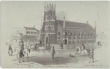 Artist: b'GILL, S.T.' | Title: bSt. Paul's Church, Melbourne | Date: 1854 | Technique: b'lithograph, printed in black ink, from one stone'