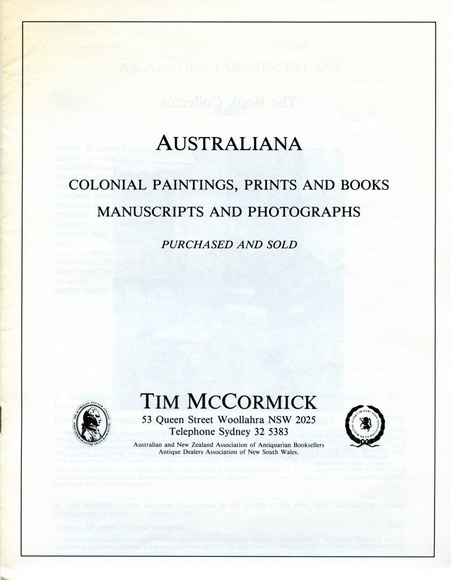 Title: b'Australiana. Colonial paintings, prints and books, manuscripts and photographs.'